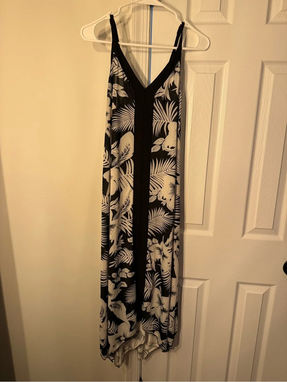 Black and White Tropical Maxi Swim Cover-Up